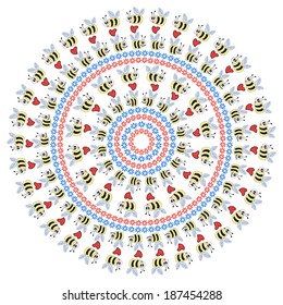 circular pattern with funny bees 