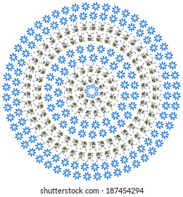 circular pattern with funny bees 
