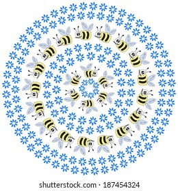 circular pattern with funny bees 