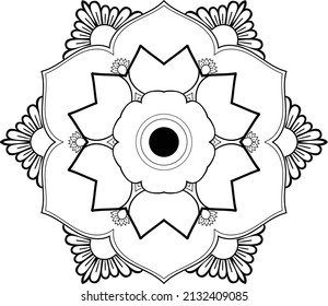 Circular pattern. Geometric icon. Seven pointed star on white background. Modern style.