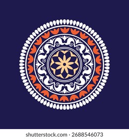 Circular pattern geometric Luxury mandala for Alpona, Henna, Mehndi, tattoo, decoration