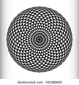 The Circular Pattern, Geometric Mandala. Mathematical Abstraction, Black And White Vector Illustration. Vector Geometric Oscillating Shapes. Graphical Element For Design Work. 