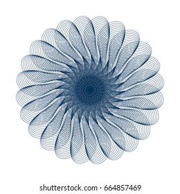 Circular pattern with guilloche for currency, certificate or diplomas