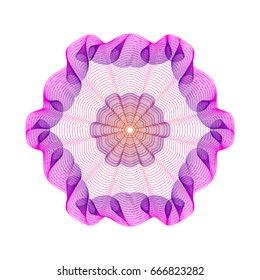 Circular pattern with guilloche for currency, certificate or diplomas