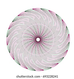 Circular pattern with guilloche for currency, certificate or diplomas