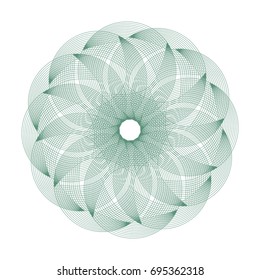 Circular pattern with guilloche for currency, certificate or diplomas