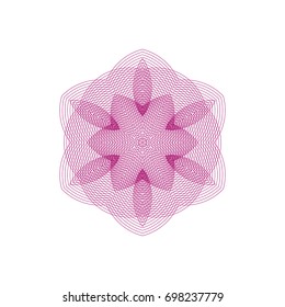 Circular pattern with guilloche for currency, certificate or diplomas