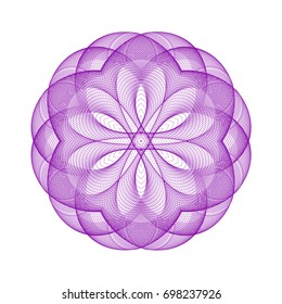Circular pattern with guilloche for currency, certificate or diplomas