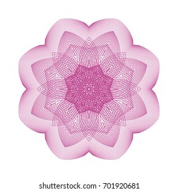 Circular pattern with guilloche for currency, certificate or diplomas