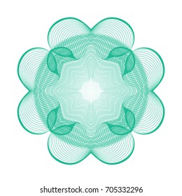 Circular pattern with guilloche for currency, certificate or diplomas