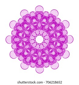Circular pattern with guilloche for currency, certificate or diplomas