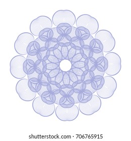 Circular pattern with guilloche for currency, certificate or diplomas