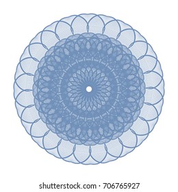 Circular pattern with guilloche for currency, certificate or diplomas