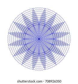 Circular pattern with guilloche for currency, certificate or diplomas