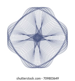 Circular pattern with guilloche for currency, certificate or diplomas