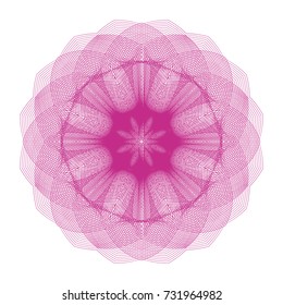 Circular pattern with guilloche for currency, certificate or diplomas