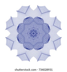 Circular pattern with guilloche for currency, certificate or diplomas