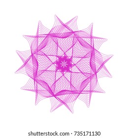 Circular pattern with guilloche for currency, certificate or diplomas