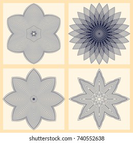 Circular pattern with guilloche for currency, certificate or diplomas