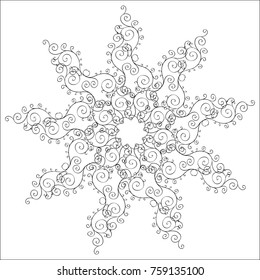 A circular pattern of hand drawn swirls and spirals