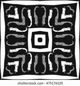 Circular pattern with hot peppers,striped . Hand drawn.