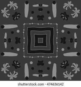 Circular pattern with  kitchen herbs,  doodles. Hand drawn.