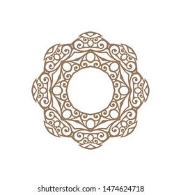 Circular pattern for laser cutting. Laser cutting photo frame. Decorative round template for design. 