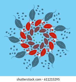 Circular pattern of leaves. Wreaths of leaves. Vector illustration