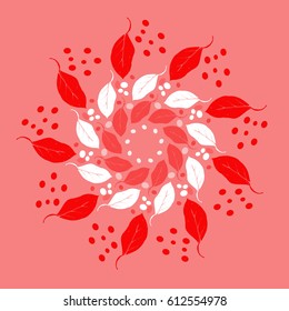 Circular pattern of leaves. Wreaths of leaves. Vector illustration