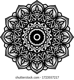 Patrón circular mandala elementos decorativos de arte para el afiche de meditación, página del libro de colorear para adultos, tatuaje, henna, mehndi