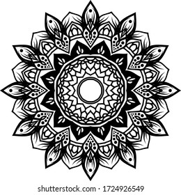 Circular pattern mandala art decoration elements. oriental round ornament for meditation poster, henna, mehndi, tattoo, adult coloring book page.