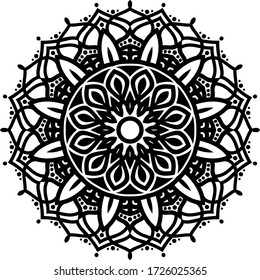 Circular pattern mandala art decoration elements for meditation poster, adult coloring book page, tattoo, henna, mehndi