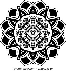 Zirkuläre Muster mandala Kunst Dekorelemente für Meditationspopster, Erwachsenenfarbbuchseite, Tattoo, Henna, Mehndi
