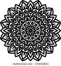 Circular pattern mandala art decoration elements for meditation poster, adult coloring book page, tattoo, henna, mehndi
