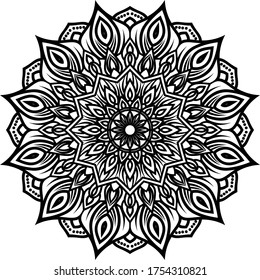 Circular pattern mandala art decoration elements for meditation poster, adult coloring book page, tattoo, henna, mehndi
