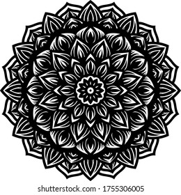 Circular pattern mandala art decoration elements for meditation poster, adult coloring book page, tattoo, henna, mehndi

