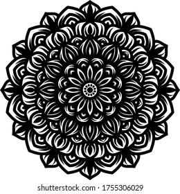 Circular pattern mandala art decoration elements for meditation poster, adult coloring book page, tattoo, henna, mehndi
