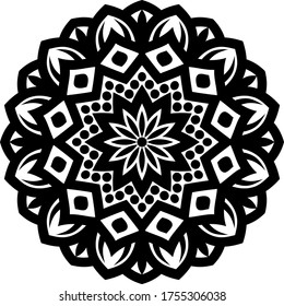 Circular pattern mandala art decoration elements for meditation poster, adult coloring book page, tattoo, henna, mehndi
