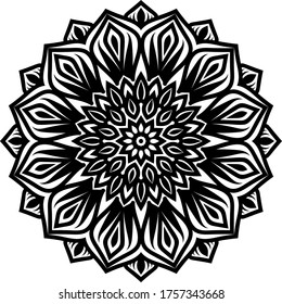 Circular pattern mandala art decoration elements for meditation poster, adult coloring book page, tattoo, henna, mehndi
