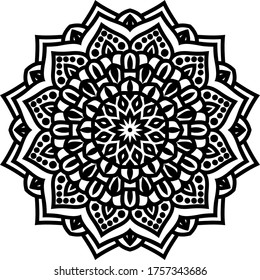 Circular pattern mandala art decoration elements for meditation poster, adult coloring book page, tattoo, henna, mehndi
