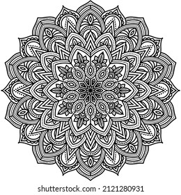 Circular pattern mandala art decoration elements for meditation poster. adult coloring book page. tattoo. henna. mehndi