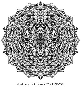 Circular pattern mandala art decoration elements for meditation poster. adult coloring book page. tattoo. henna. mehndi