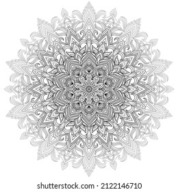 Circular pattern mandala art decoration elements for meditation poster. adult coloring book page. tattoo. henna. mehndi