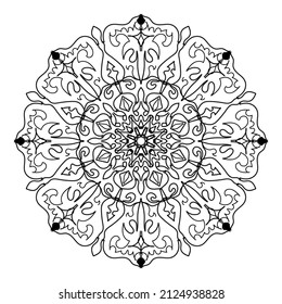 Patrón circular de elementos decorativos de arte mandala.