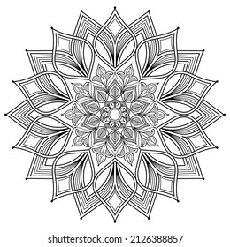 Circular pattern mandala art decoration elements for meditation poster. adult coloring book page. tattoo. henna. mehndi. arabesque ornament