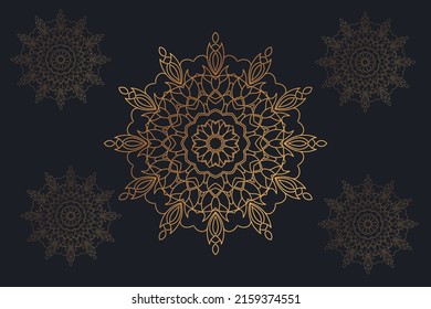 Circular pattern mandala art decoration elements for meditation poster, adult coloring book page, tattoo, henna, mehndi, arabesque, Floral designs for Business cards, greeting cards, wedding invitatio