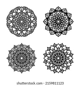 Patrón circular de elementos decorativos de arte mandala.