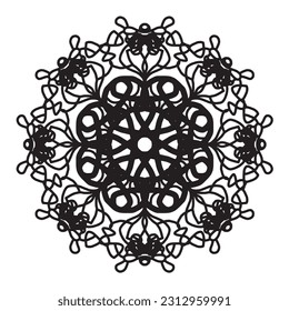 Circular pattern mandala art decoration elements for meditation poster,tattoo, henna, mehndi, Decorative ornament in ethnic oriental style. Coloring book page.