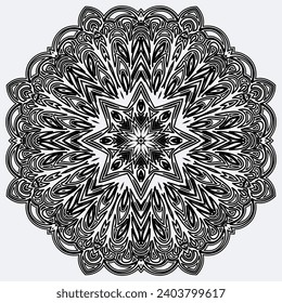 Patrón circular mandala elementos de decoración de arte para el afiche de meditación, página del libro de coloración para adultos, tatuaje, henna, mehndi.