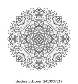 Circular pattern mandala art decoration elements for meditation poster, adult coloring book page, tattoo, henna